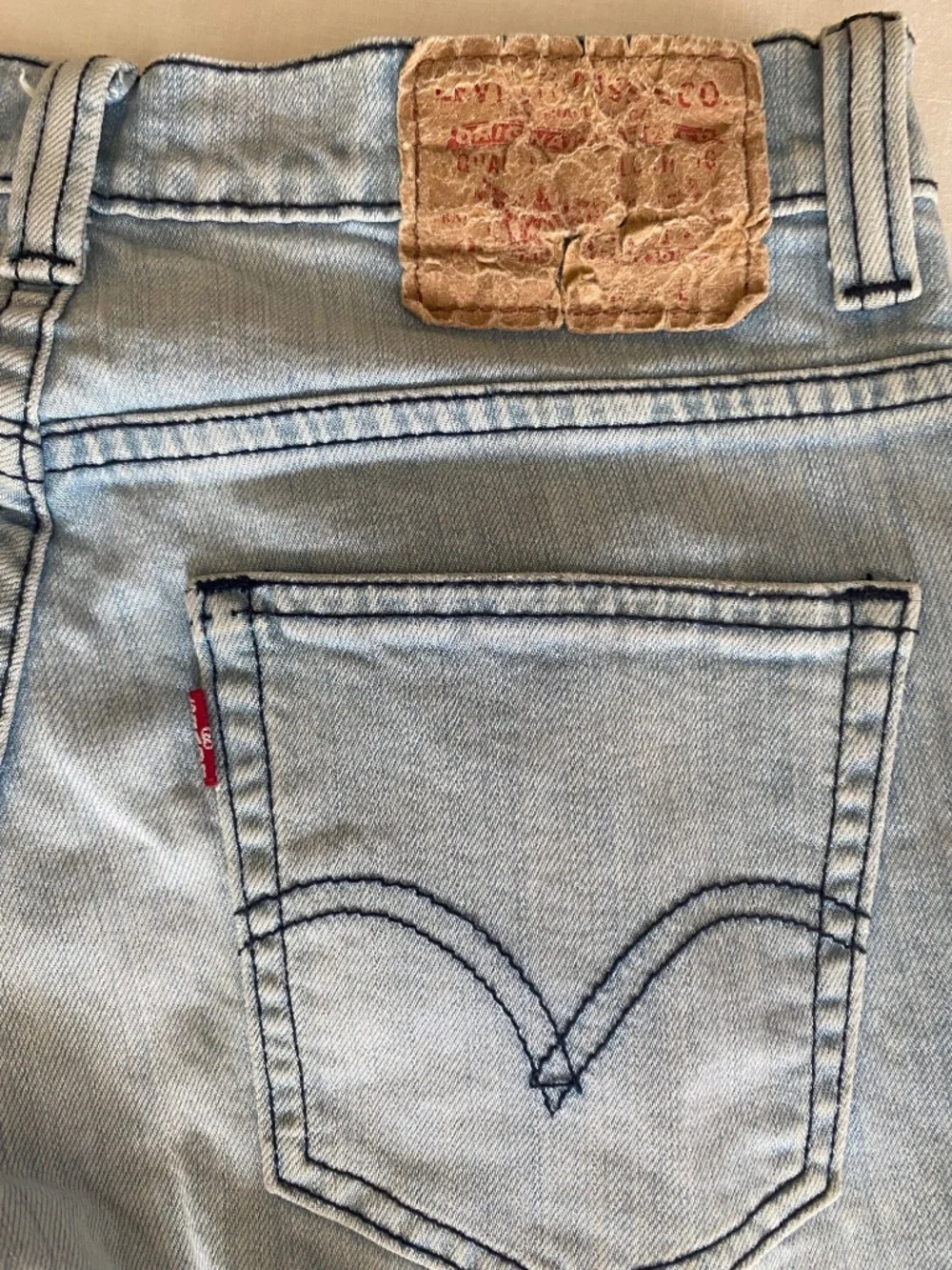 Levi's 510 30 x 30 Unisex Light Blue Navy Stitch Skinny Vintage Distressed